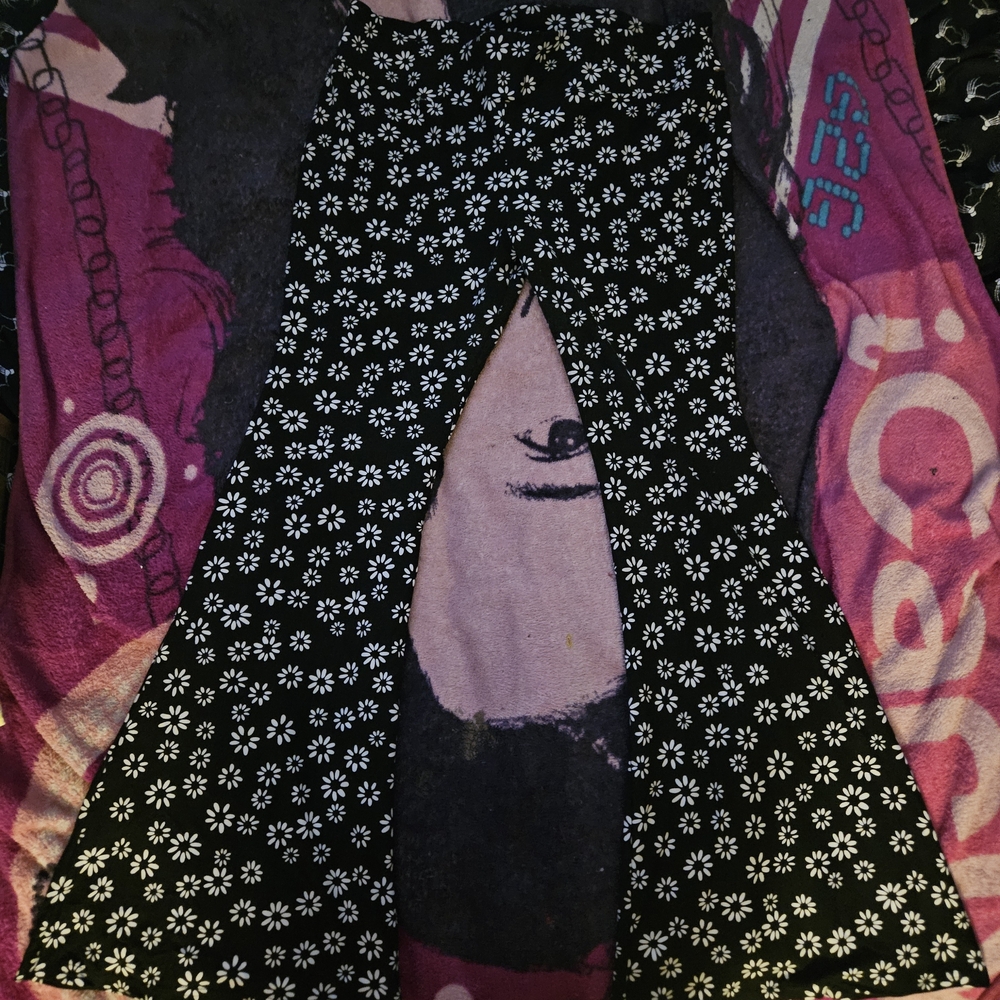 Black And Whire Flower Print Flare Pants
